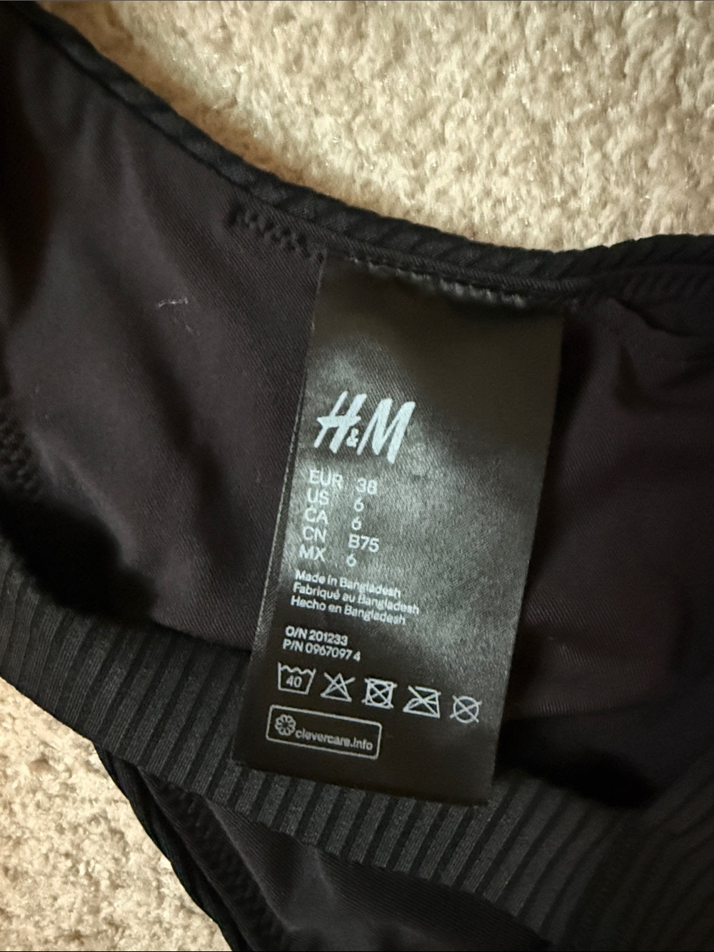 H&M Black Ribbed Bikini Top - Picture 4 of 4